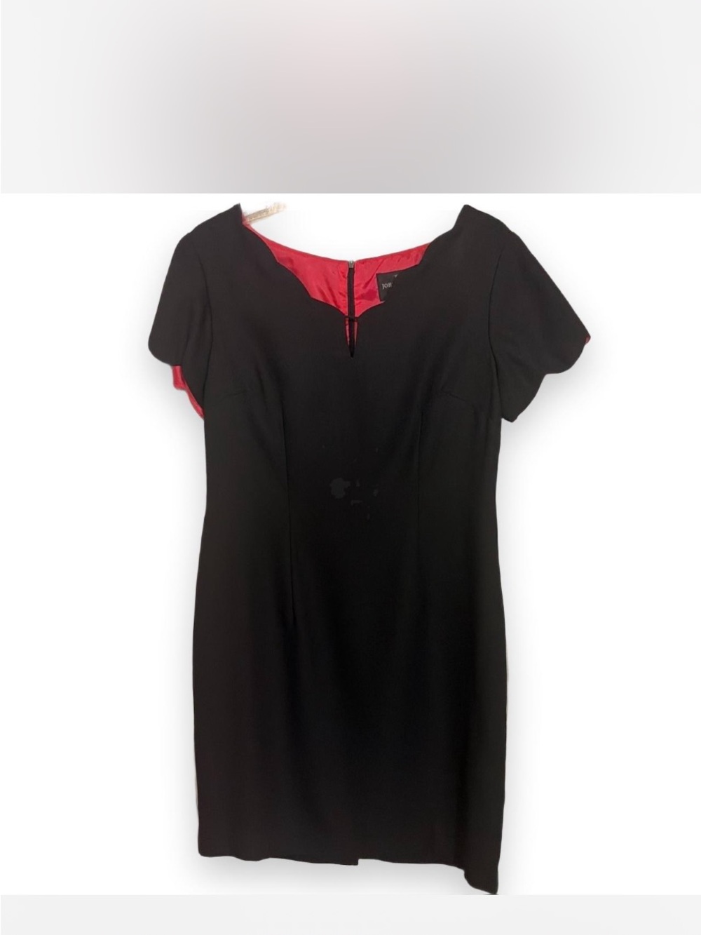 Black Mini Dress with Red Lining - Women's Tailored Short-Sleeve Dress